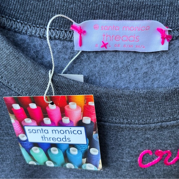 Santa Monica Threads Create Your Happy Chainstitch Embroidery Sweatshirt Sz M - Picture 3 of 13